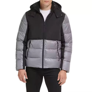 Veste d'hiver matelassée pour homme en toile, nouvelle conception, qualité supérieure, légère, avec capuche et logo frontal, très vendue - Product Image 1