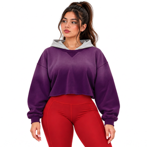 Hoodie court personnalisé 380 GSM en molleton de coton pour marques de vêtements féminins, vente en gros, pour détaillants de boutiques aux États-Unis - Product Image 3