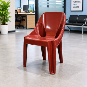 Modern <b>Stackable</b> Plastic Manual Armless Cross Back <b>Stackable</b> Living Room Dining <b>Chair</b> Contemporary Design Red Color Carpet - Product Image 5