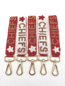 Hot Selling Fashion Adjustable Game Day Sports Wristlet <b>Key</b> Custom Team Fan <b>Key</b> <b>Holder</b> KANSAS Red Base White Letters College - Product Image 4