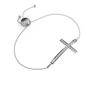 Designer Holy Cross Round Lab Grown Diamond 14k <b>Solid</b> <b>Gold</b> Round Brilliant Cut Holy Cross Bracelet Fine Jewelry Women - Product Image 6