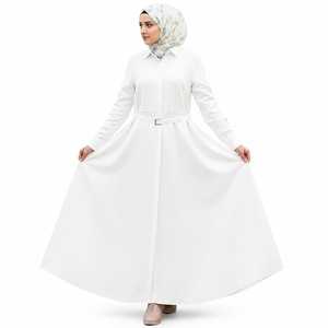 Vestido Maxi Islámico Modesto para Mujer, Manga Larga, Cinturón, Corte Holgado, Largo, Informal, Elegante - Product Image 1
