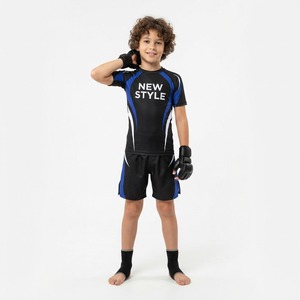 Conjunto Deportivo para Niños, Estilo Nuevo, para Artes Marciales Mixtas (MMA), Camiseta de Manga Corta y Pantalones Cortos a Juego, Impresión por Sublimación, Ajustado, Absorbe la Humedad - Product Image 1