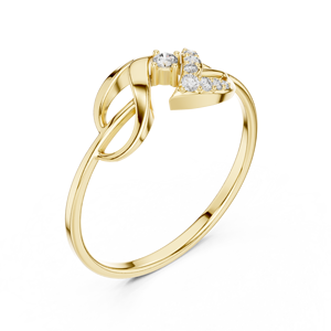 Anillo minimalista de hoja natural con diamante de corte redondo para mujer, banda a juego de oro macizo de 14k, ideal para regalo, compromiso, aniversario, boda - Product Image 3