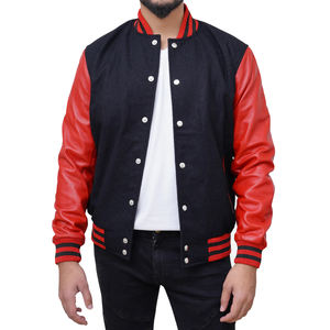 Veste de baseball personnalisée avec logo brodé, manches en cuir, veste de baseball en laine pour hommes - Product Image 1