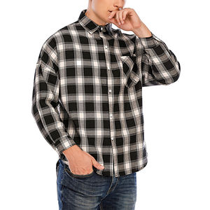Camisas de vestir formales e informales de franela 100% algodón para hombre, transpirables, de manga larga, para otoño, con estampado intenso, al por mayor - Product Image 3