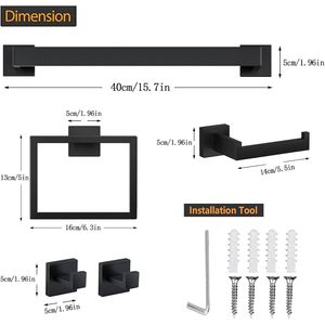 Set di 5 Portasciugamani da Bagno in Acciaio Inox SUS304, 15,7 Pollici, Montaggio a Parete - Product Image 3