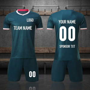 Custom Soccer Jersey Set Men's Short Sleeve V-Neck Sublimated Print Team Name Number 100% Polyester Moisture Wicking Elastic - Product Image 3