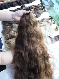 Extensiones de cabello humano crudo vietnamita Punta plana Precio de fábrica vietnamita Queratina italiana Ondulado natural Sin químicos - Product Image 4