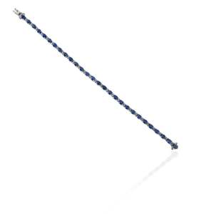 14K Octagon <b>Blue</b> <b>Sapphire</b> and Diamond Fashion Tennis <b>Bracelet</b> - Product Image 3