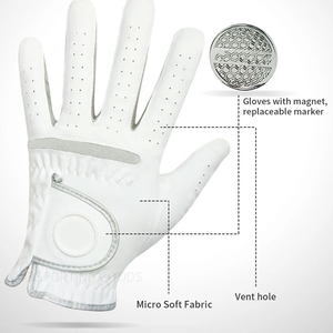 1 Gant de golf premium pour homme gaucher avec marqueur magnétique, en tissu doux et respirant, remplaçable, blanc - Product Image 3