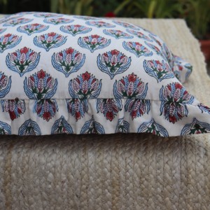 Jaipuri Sanganeri Square Floral Leaves <b>Printed</b> Pure Cotton Waterproof Handmade <b>Cushion</b> Cover for Home & Hotel Use - Product Image 5