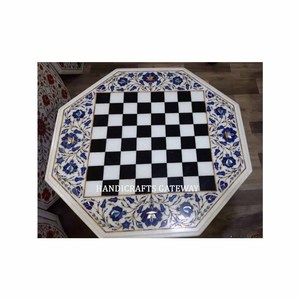 ผู้ผลิตเฟอร์นิเจอร์ห้องรับประทานอาหารขายส่ง โต๊ะรับประทานอาหารหินอ่อนทรงแปดเหลี่ยม คุณภาพสูงสำหรับบ้าน งานฝังลายอินเดีย - Product Image 5