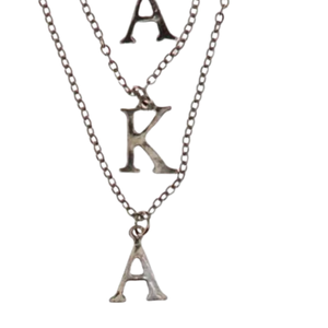 Collar de Plata con Múltiples Hilos y Dijes de Letras Griegas, Joyería de Moda en Capas, Elegante Collar con Colgante para Mujer - Product Image 3