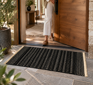 Black Modern Eco-Friendly Pet-Friendly Woven Braided Rectangle Door Mat for Home Entrance Porch Entryway - Product Image 5
