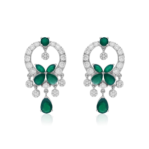 White Green CZ Drop Dangle <b>Earrings</b> 925 Sterling Silver, Round Pear Marquise Cut Cubic Zirconia <b>Earrings</b> for Women, Screw <b>Back</b> - Product Image 1