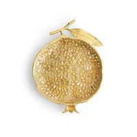 Plateau de service de luxe en forme de grenade dorée, plateau en métal texturé pour les tables de fêtes et la décoration haut de gamme des hôtels