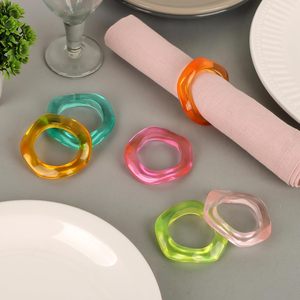 Modern Resin Napkin Rings <b>Set</b> Colorful Ring Shape Table Decor Party Accessory Durable 4.5cm Width - Product Image 2