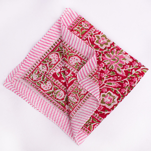 Craftjaipur Bandana traditionnel en coton rose à motifs floraux, foulard décontracté printemps-été, accessoire unisexe 53x53cm - Product Image 5