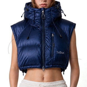 New Arrival Lightweight Waterproof Stand Casual Outerwear Zipper <b>Puffer</b> Vest Fashionable Women's Winter <b>Cropped</b> Sleeveless - Product Image 1