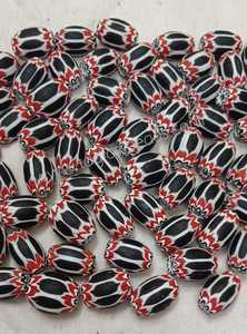 Perles en verre Chevron noires, rouges et blanches de qualité supérieure, perles ovales rayées faites à la main pour la fabrication de bijoux et les loisirs créatifs - Product Image 6