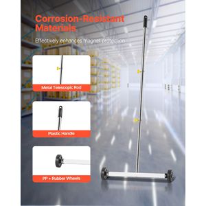 Separatore Magnetico Leggero da 17 Pollici con Ruote, Capacità di Carico 10 Libbre, Manico Regolabile, Spazzatrice Magnetica per Raccogliere Oggetti, Comodo per - Product Image 4