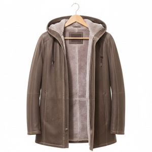 2026 Thick Warm Leather <b>Shearling</b> <b>Bomber</b> <b>Jacket</b> Custom Design Zipper Closure High Quality Leather <b>Jacket</b> For Men - Product Image 1