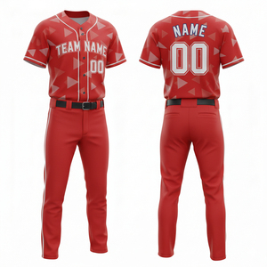 Ensemble d'uniformes de baseball personnalisés à manches courtes, maillot imprimé et pantalon 100 % polyester, séchage rapide, respirant, toutes saisons, sports d'équipe - Product Image 4