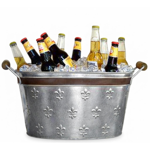Bac à boissons galvanisé avec poignées en bois, seau à glace en métal et bac à vin ovale pour boissons de fête, bière et champagne - Product Image 5