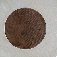 Table basse élégante en bois massif de manguier et d'acacia sculpté à la main, design combiné, pour salon et maison