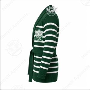 เสื้อคลุมสตรีแบบสั่งทำพิเศษ SG Rh0 ลายปักด้านหน้า สีน้ำเงินเหลืองตัดกัน สไตล์ไฮสตรีท สำหรับฤดูหนาว คอจีน พร้อมเข็มขัด - Product Image 3