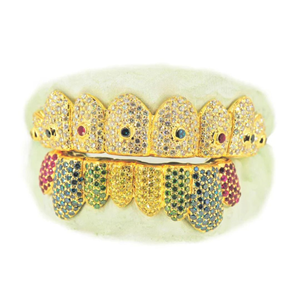 Grillz dentaire Hip Hop personnalisé en argent sterling plaqué or, serti de moissanite, de luxe, écologique, cadeau de mariage et de fiançailles, bijoux corporels - Product Image 6