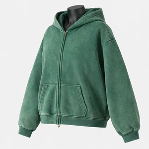 เสื้อฮู้ดซิปผู้ชายลายการ์ตูน ผ้าฟลีซ ทรงโอเวอร์ไซส์ ล้างสีแบบแอซิดวอช ทรงปกติ สวมใส่สบายๆ ทุกวัน เหมาะกับฤดูใบไม้ผลิ มีซับใน - Product Image 3
