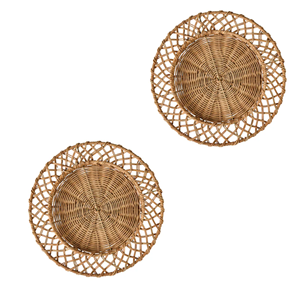 Mantel individual rústico de ratán natural tejido, platos base de mimbre artesanales de Vietnam, decoración de mesa de lujo sostenible - Product Image 3