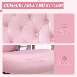 Sedia da Ufficio Direzionale in Velluto Rosa con Rotelle Girevoli a 360 Gradi, Altezza Regolabile, Funzione Inclinabile, Struttura in Acciaio per Uso in Camera da Letto - Product Image 4