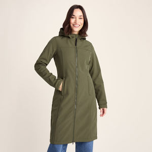 Chaqueta Larga Impermeable de Forro Polar Ecológico Reciclado para Mujer, con Capucha, Cierre Completo, Ligera, Cálida, Bordada, para Invierno - Product Image 1