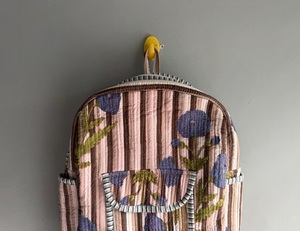 Quilted Cotton <b>Backpack</b> Floral Print Softback Zipper Closure Anti-Theft School Bag for Girls <b>Kids</b> gift for her - Product Image 2