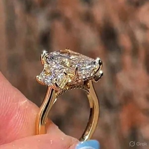 Moissanite Engagement <b>Ring</b> Three Stone <b>Emerald</b> Cut <b>Silver</b> White Gold Plated Luxury Wedding <b>Ring</b> - Product Image 3