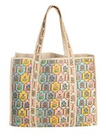 Sac fourre-tout bohème ouvert en coton matelassé léger, durable, écologique, lavable et réversible, idéal pour l'été et le shopping fait main