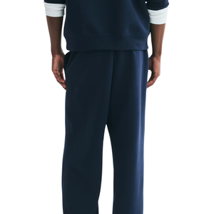 Pantalon de survêtement en molleton bleu marine pour homme, coupe décontractée à jambe large, taille à cordon, pantalon décontracté, logo personnalisé, streetwear, OEM - Product Image 2