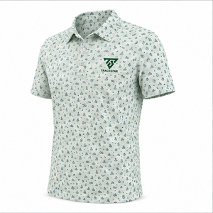 Trackstar <b>Men's</b> Mint <b>Green</b> Nautical Print <b>Polo</b> <b>Shirt</b> Short Sleeve Button Collar Casual Golf <b>Shirt</b> Custom Logo - Product Image 6