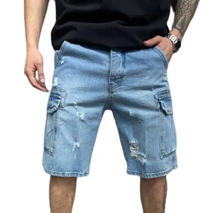 Pantalones Cortos de Mezclilla Desgastados de Alta Calidad para Hombre 2026, de Secado Rápido, Estilo Urbano Más Popular, con Estampado Personalizado y Patrón Sólido - Product Image 1