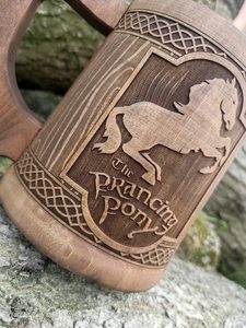 Hand Carved Wooden Mug Engraved Tree Design Polished Brown Handle Cup for Gift and Home Decor - Product Image 2