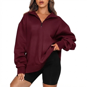 Sweat-shirt à capuche en molleton asymétrique bleu à épaules tombantes et manches longues pour femme, grande taille, couleur unie, de la collection Ville Sports - Product Image 4