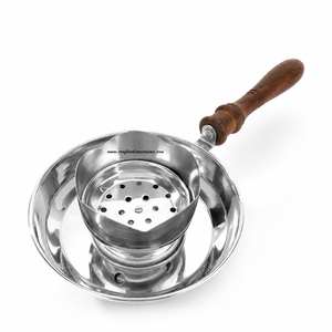 Quemador de incienso artesanal indio con mango de madera y diseño antideslizante, quemador de Mubkhara Bakhur con pinzas - Product Image 3