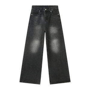 Vaqueros Baggy Rectos Personalizados de Estilo Urbano para Hombre, Vaqueros de Mezclilla de Algodón Oscuro Desgastado, Pantalones Vaqueros Vintage de Moda para Hombre - Product Image 1