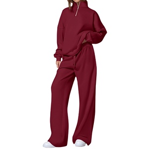 Ropa de calle, sudadera con media cremallera, pantalones de chándal acampanados de 2 piezas, conjunto de pantalones de chándal, traje para correr, trajes para mujer 2026 - Product Image 1