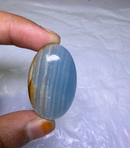 Cabujón de Calcita Azul Natural con Bandas, Gema Suelta al por Mayor, Calcita Azul Natural Hecha a Mano, Gema Suelta - Product Image 1
