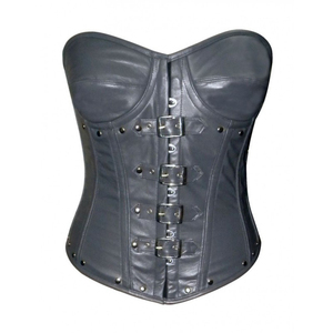 Corset en cuir pour femme, effet gainant et sculptant, avec fermeture à boucle et décoration à rivets, pour usage quotidien - Product Image 1