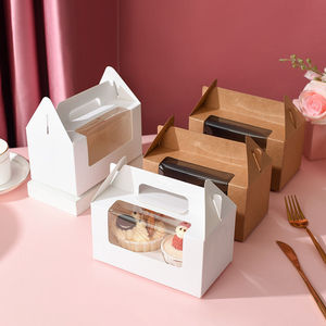 Portable Paper Cupcake <b>Box</b> with Transparent Window for Wedding, Birthday Party, DIY <b>Dessert</b> and Cake Packaging - Product Image 2